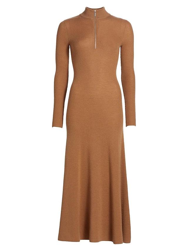 Womens Ribbed Wool Turtleneck Maxi Dress Product Image