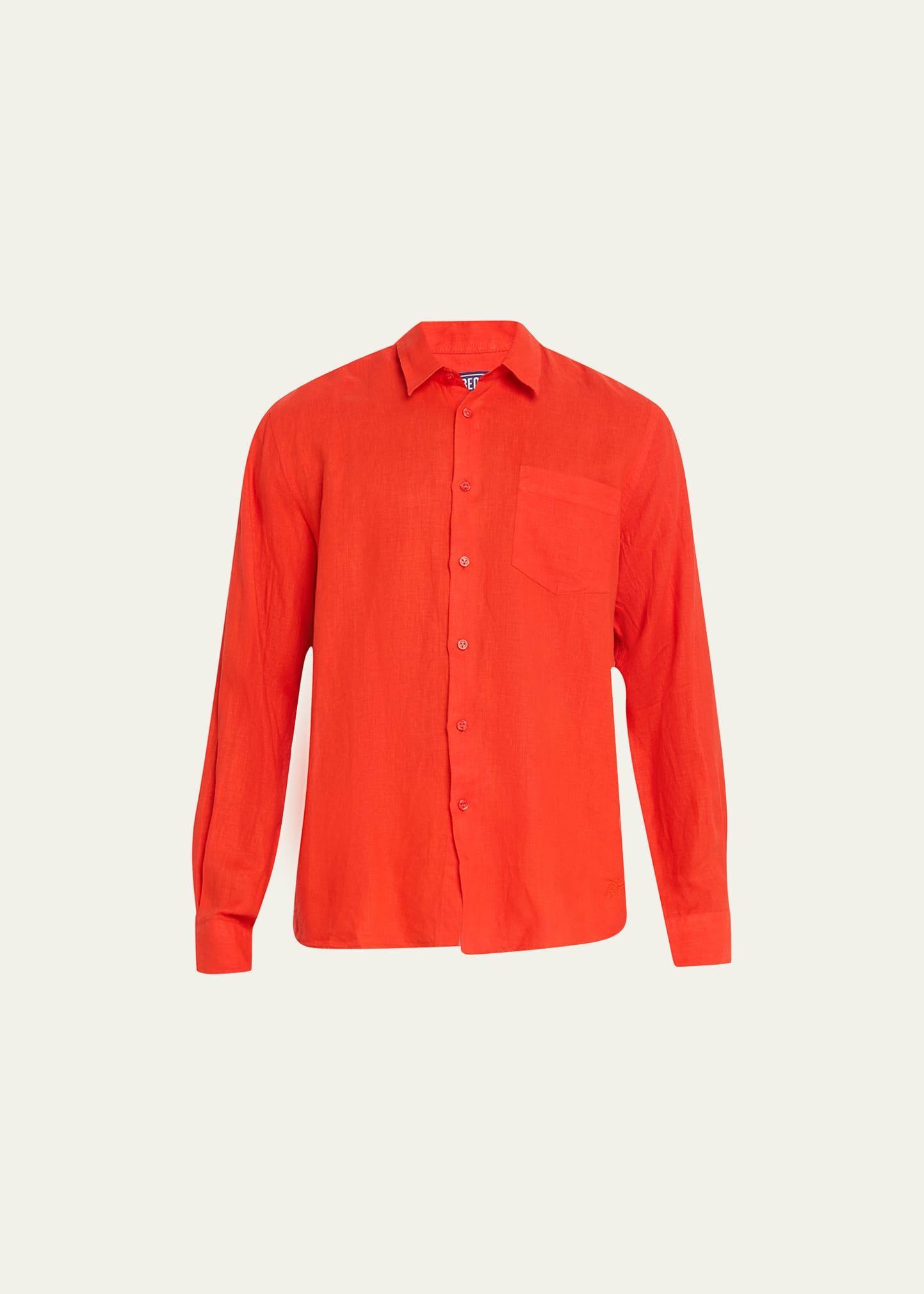 Mens Long-Sleeve Linen Shirt Product Image