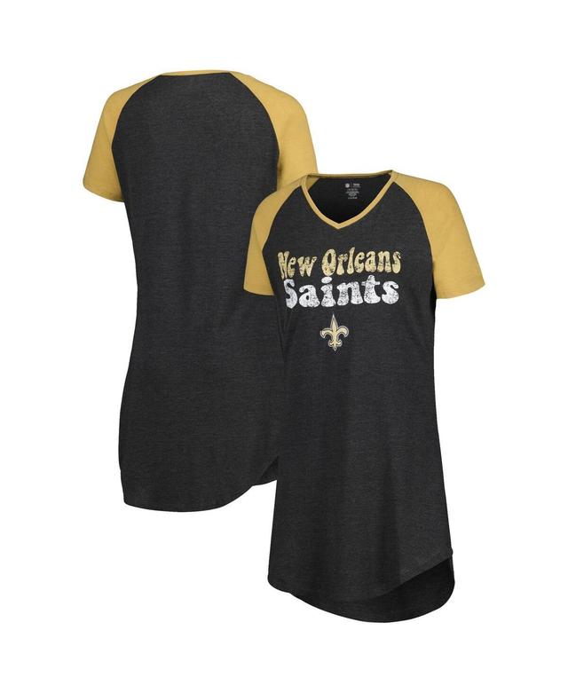 Womens Concepts Sport /Gold New Orleans Saints Raglan V-Neck Nightshirt Product Image