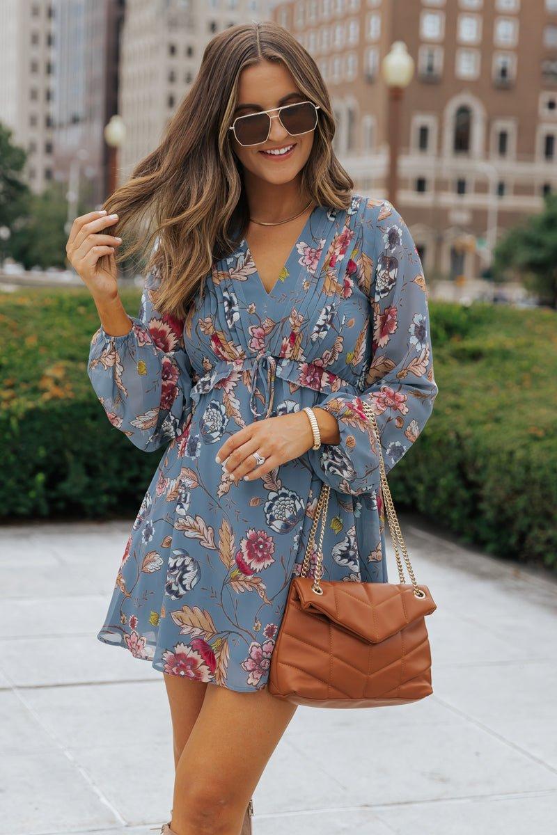 Steve Madden Blue Rami Floral Dress Product Image