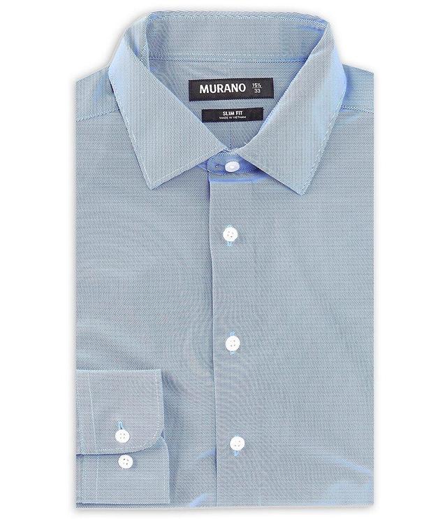 Murano Slim Fit Non-Iron Point Collar Twill Knit Dress Shirt Product Image