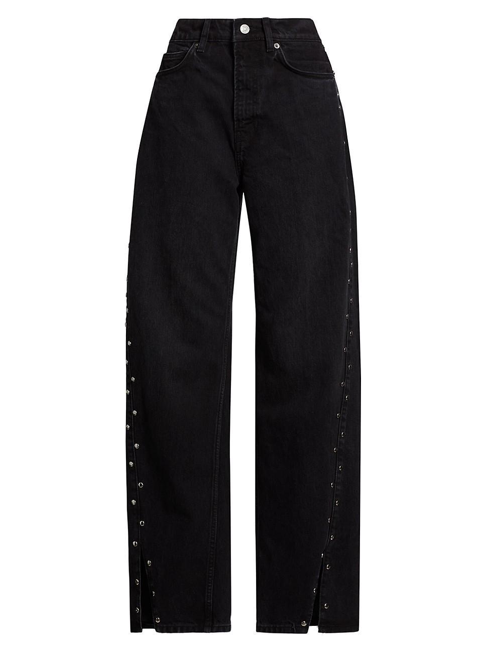 Womens Cary Studded High-Rise Straight-Leg Jeans Product Image