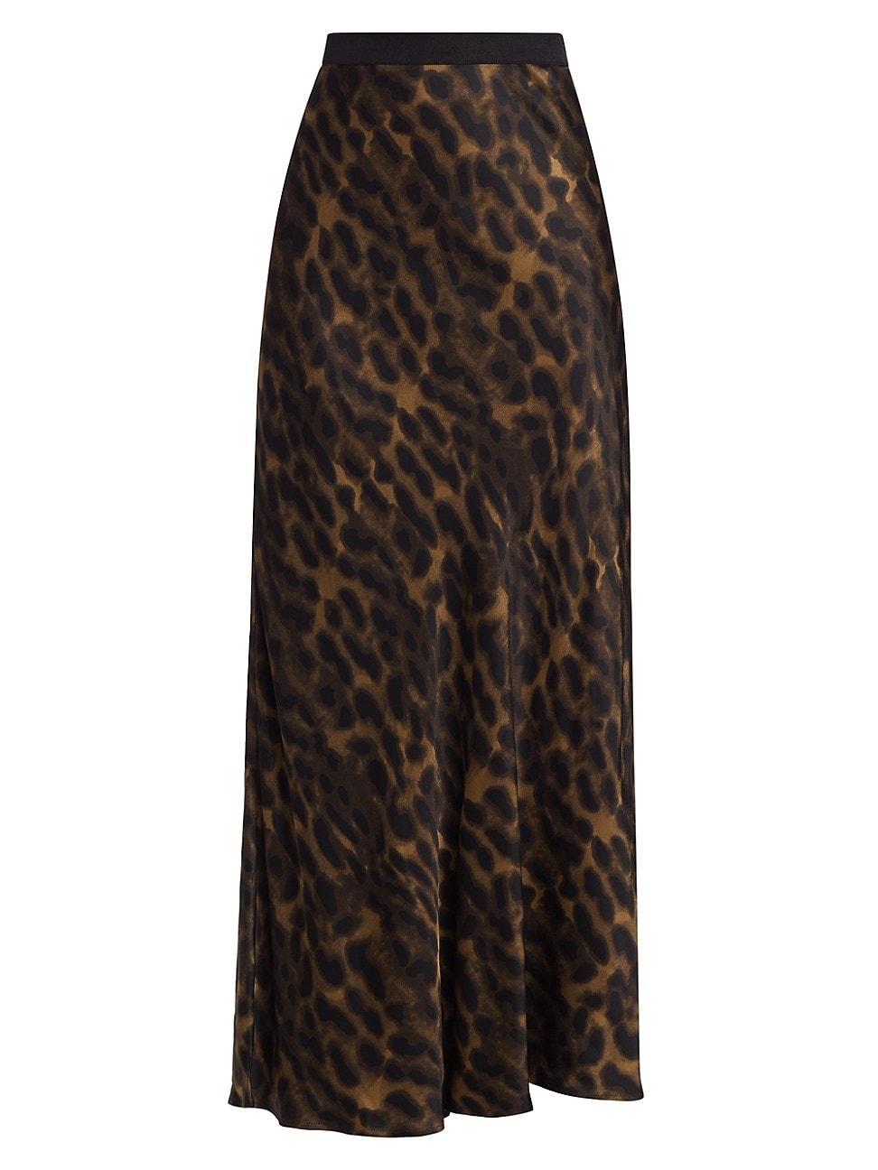 Womens Leia Leopard Satin Maxi Skirt Product Image