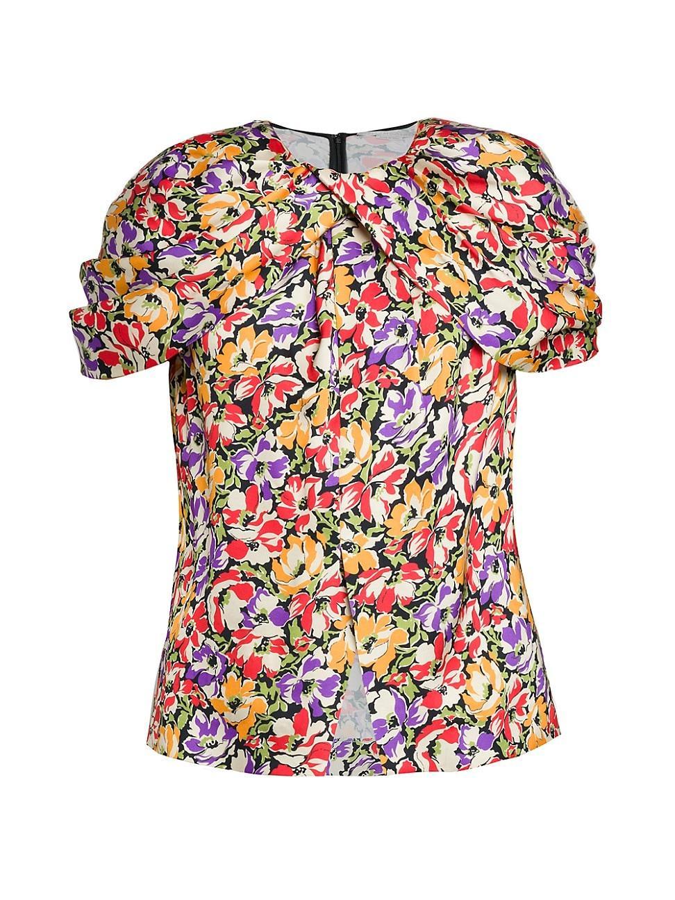 Womens Draped Floral Top Product Image