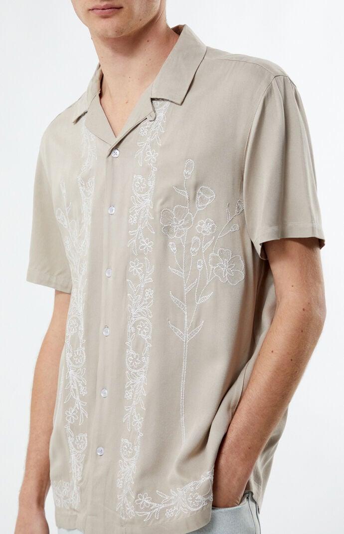 Men's Stitch Pattern Woven Camp Shirt - Product Image