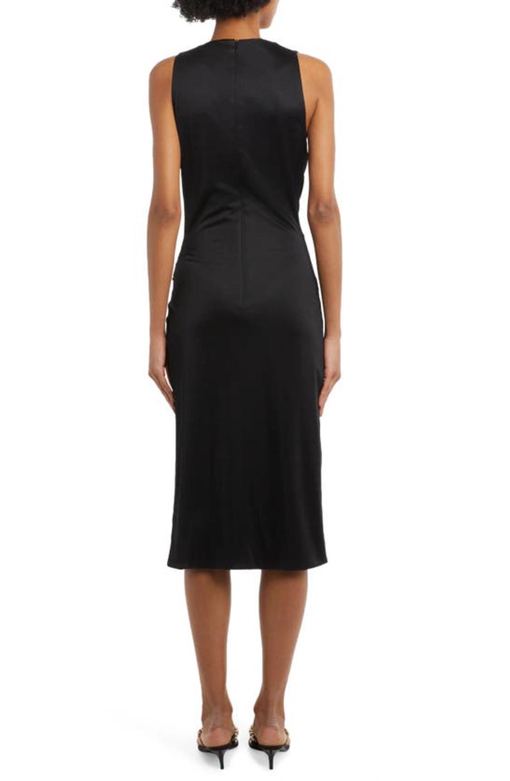 VERSACE Wrap-front Jersey Midi Dress With Medusa Detail In Black Product Image