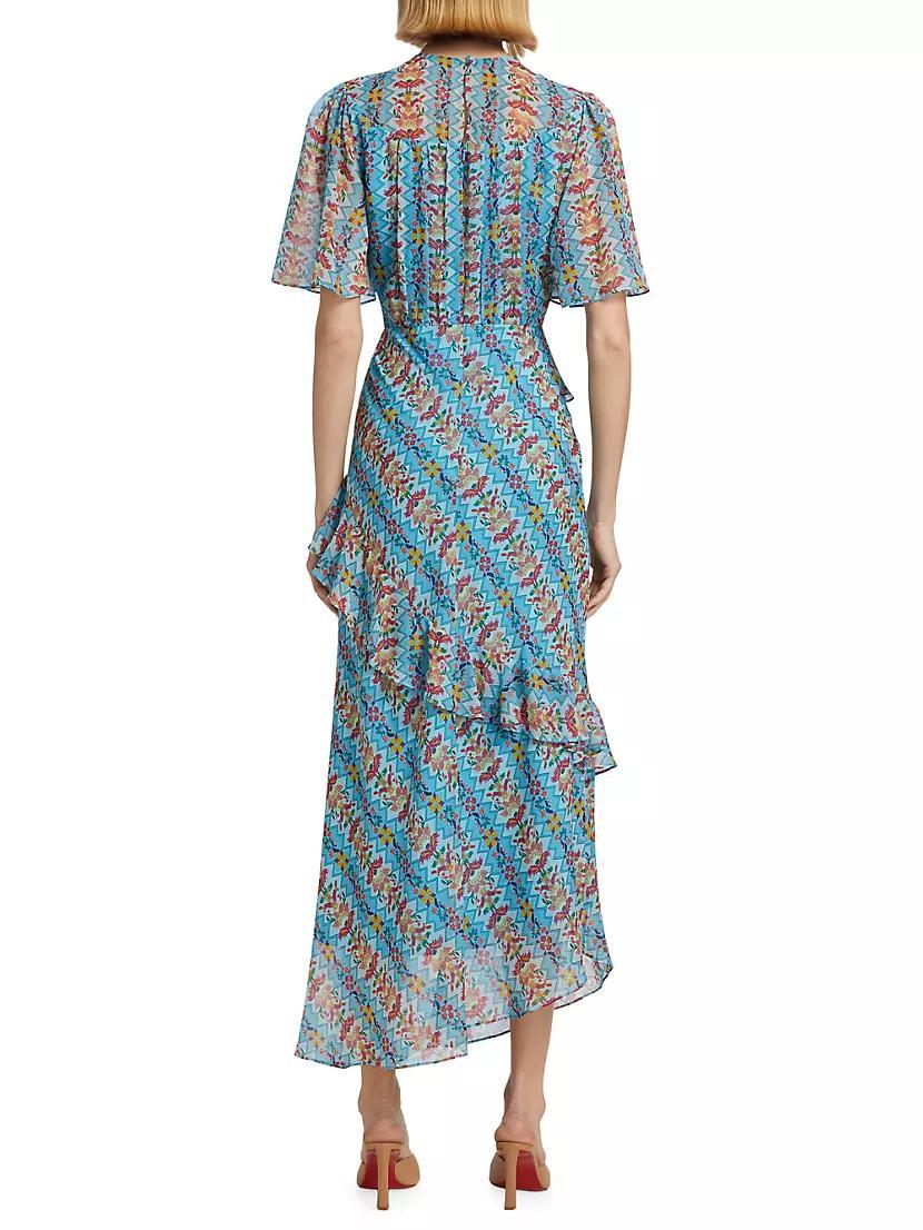 Vida Printed Silk Ruffled Maxi Dress Product Image