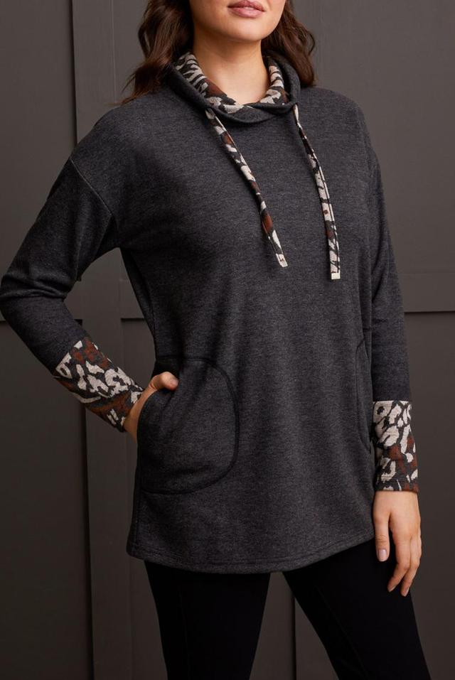 Cowl Neck Tunic w/ Jacquard Product Image