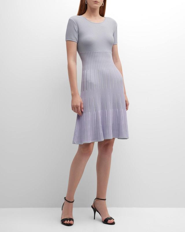 Womens Ribbed Short-Sleeve Dress - Blue - Size 8 - Blue - Size 8 Product Image