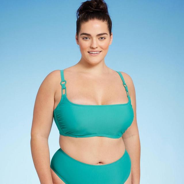 Womens Ring Detail Hidden Underwire Bikini Top - Shade & Shore Teal Product Image