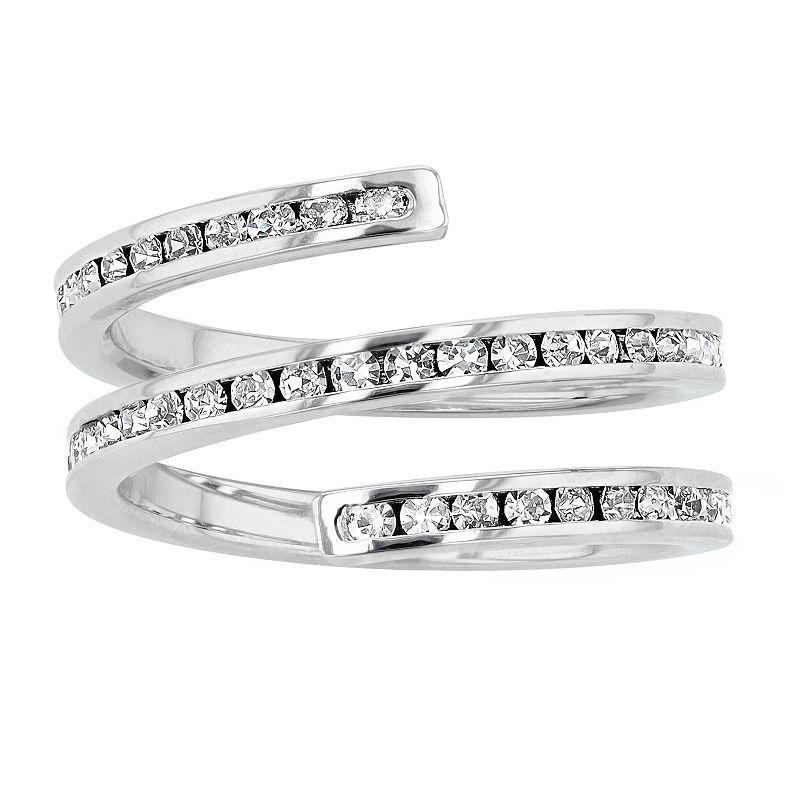 Traditions Jewelry Company Fine Silver Plated Crystal Spiral Ring, Womens White Product Image