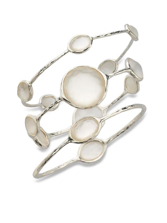 Ippolita Sterling Silver Rock Candy Mother of Pearl & Rock Crystal Doublet Five Stone Bangle Bracelet Product Image