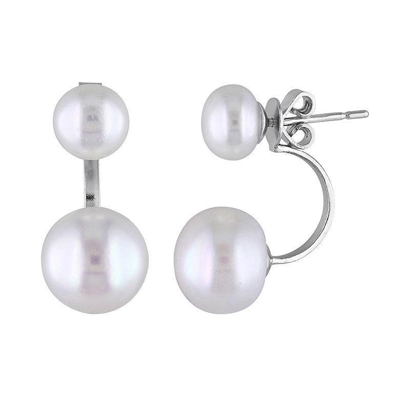 Stella Grace Freshwater Cultured Pearl Sterling Silver Front-Back Drop Earrings, Womens, White Product Image