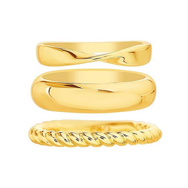 Paige Harper 14k Gold Over Recycled Brass 3 Piece Ring Set, Womens Multicolor Product Image