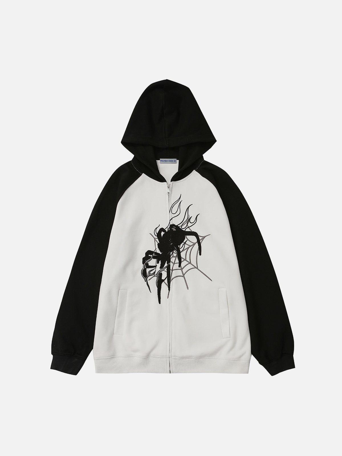 Aelfric Eden Embroidery Flame Spider Zip Up Hoodie Product Image