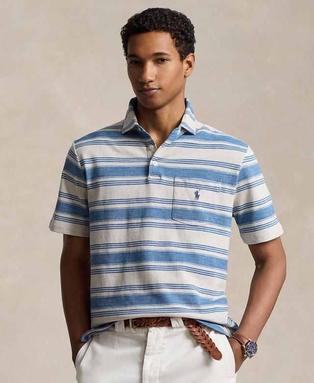 Polo Ralph Lauren Classic Fit Striped Mesh Polo Shirt (Patina Stripe) Men's Clothing Product Image