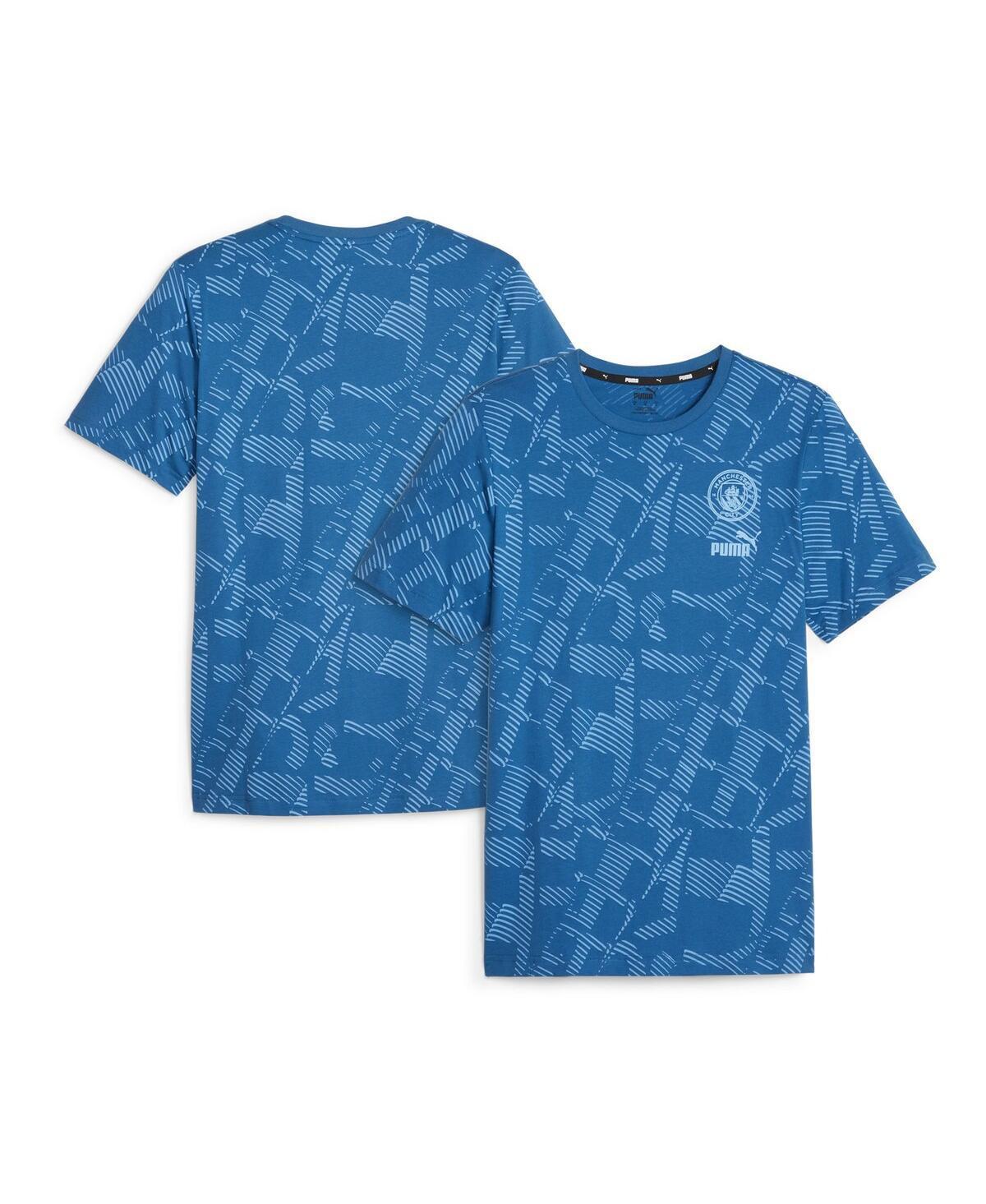 Mens Puma Blue Manchester City FtblCore Allover Print T-shirt Product Image