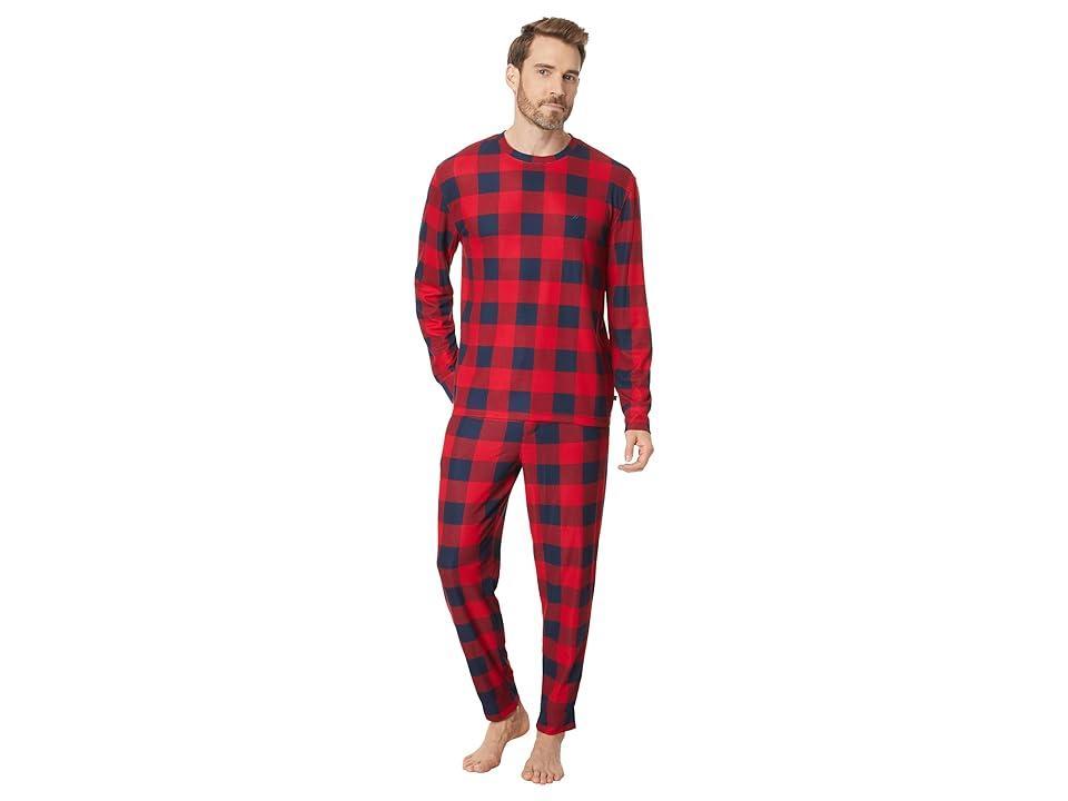 Nautica Waffle Buffalo Plaid Pajama Pants Set (Nautica ) Men's Pajama Sets Product Image