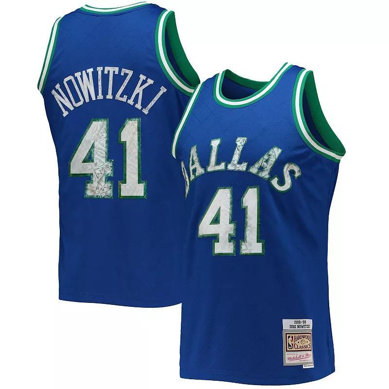 Mens Mitchell & Ness Dirk Nowitzki Dallas Mavericks 1998-99 Hardwood Classics 75th Anniversary Diamond Swingman Jersey Product Image