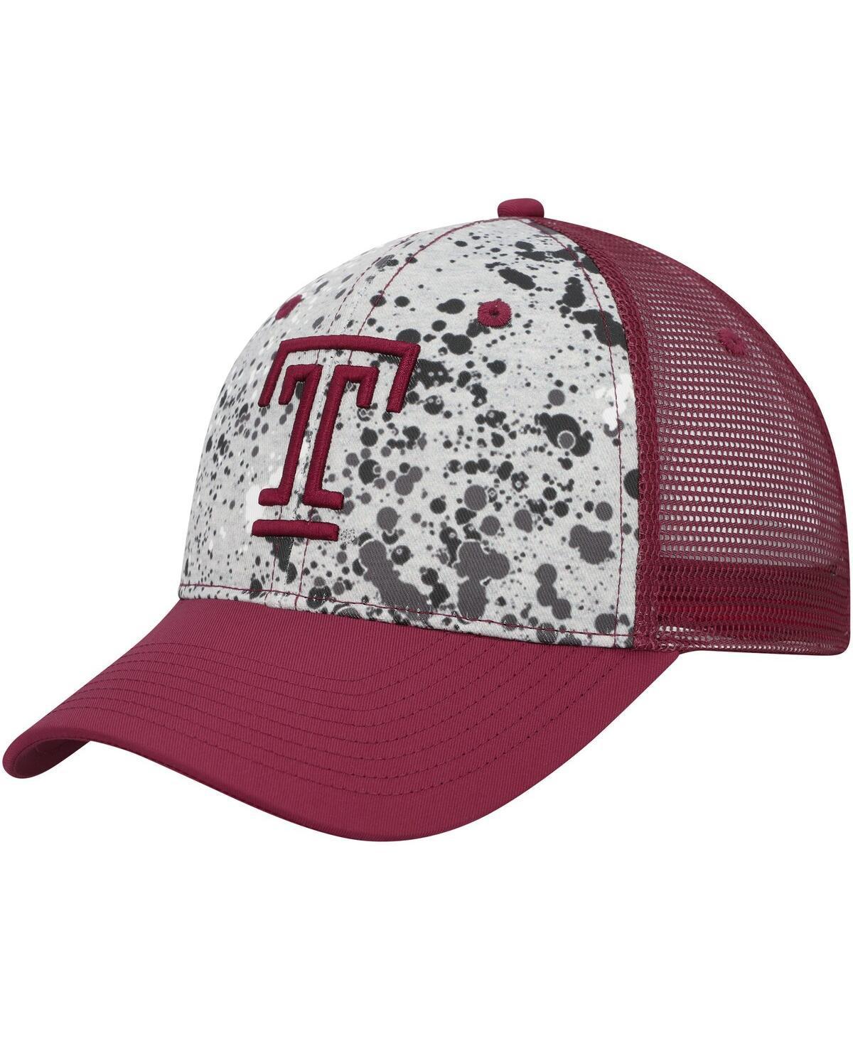 Mens Colosseum Gray/Cherry Temple Owls Love Fern Trucker Snapback Hat Product Image