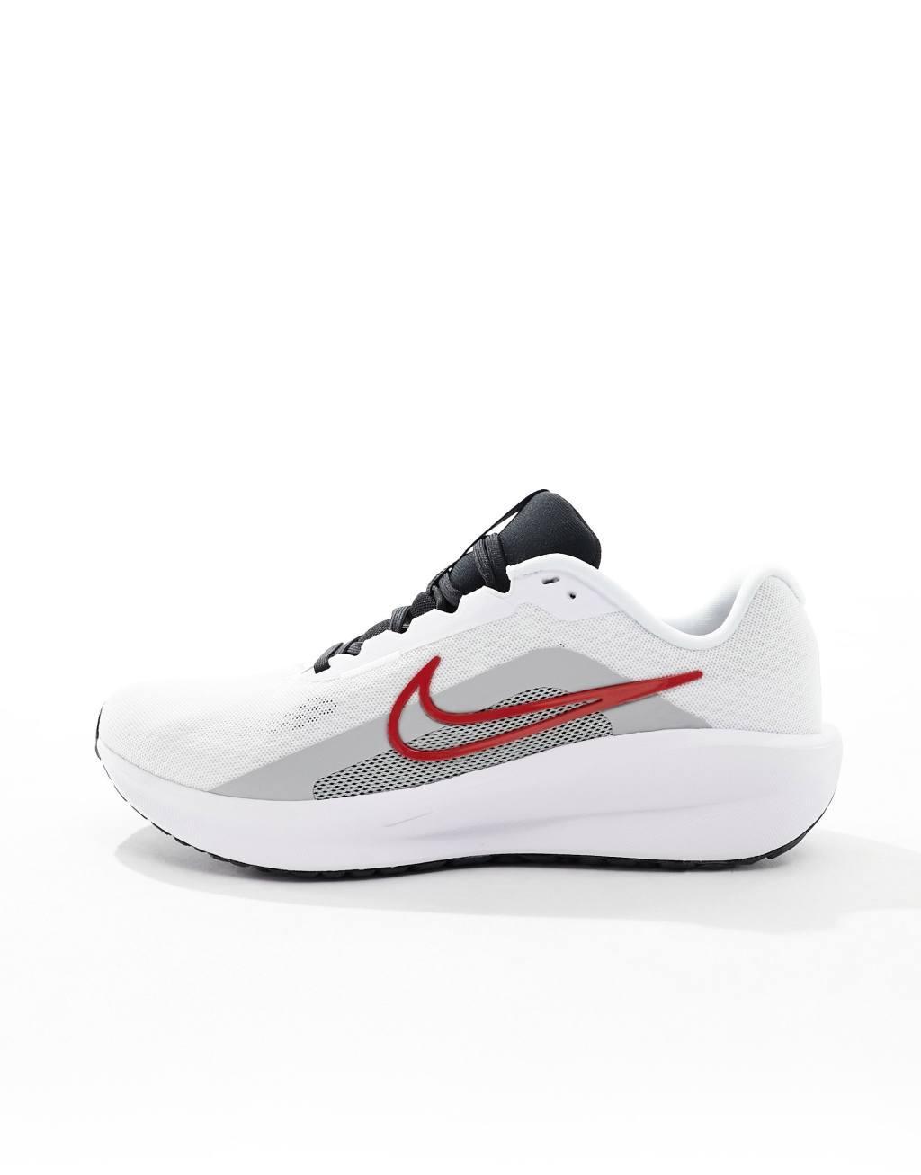 Nike Running Downshifter 13 sneakers in white and red Product Image