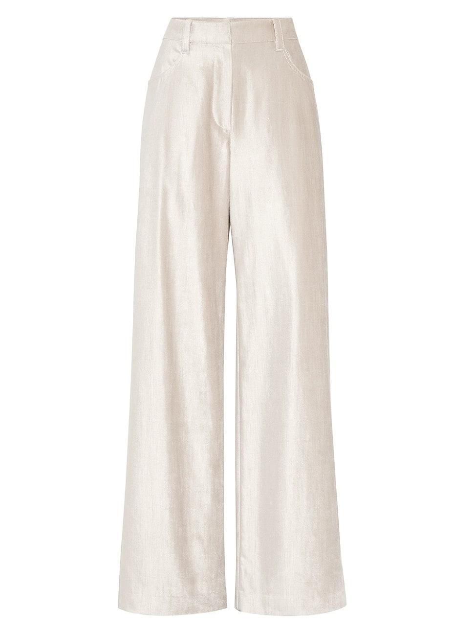 Womens Cotton and Viscose Sleek Velvet Loose Trousers Product Image