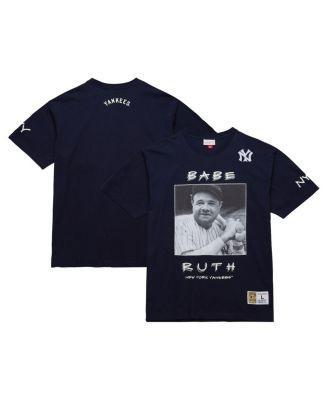 Mitchell & Ness Mens Babe Ruth Navy New York Yankees Cooperstown Collection Heavyweight Premium Player vintage-like Logo T-Shirt Product Image