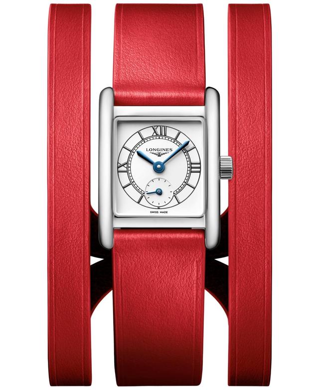 Longines Womens Swiss Mini Dolcevita Red Three-Row Leather Strap Watch 29mm Product Image