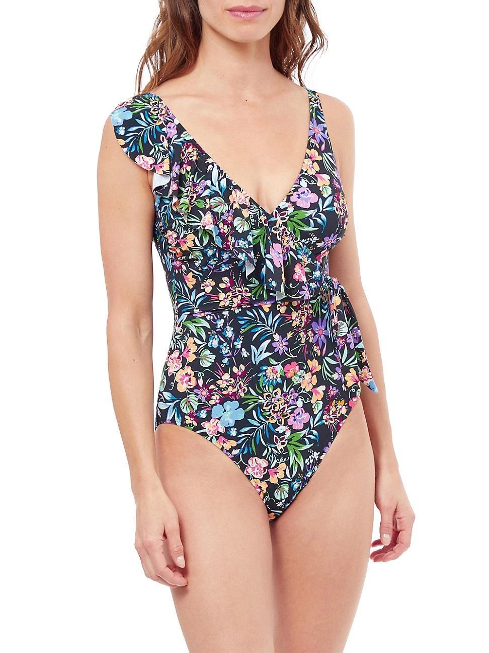 Womens Flora Surplice One-Piece Swimsuit Product Image