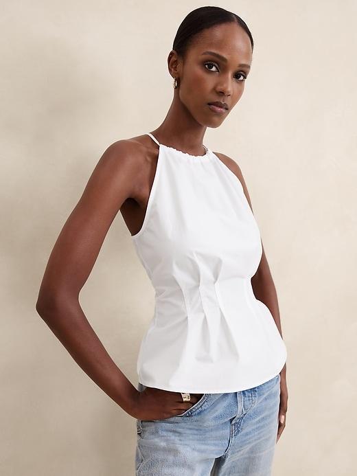 Poplin Seamed Halter Top Product Image