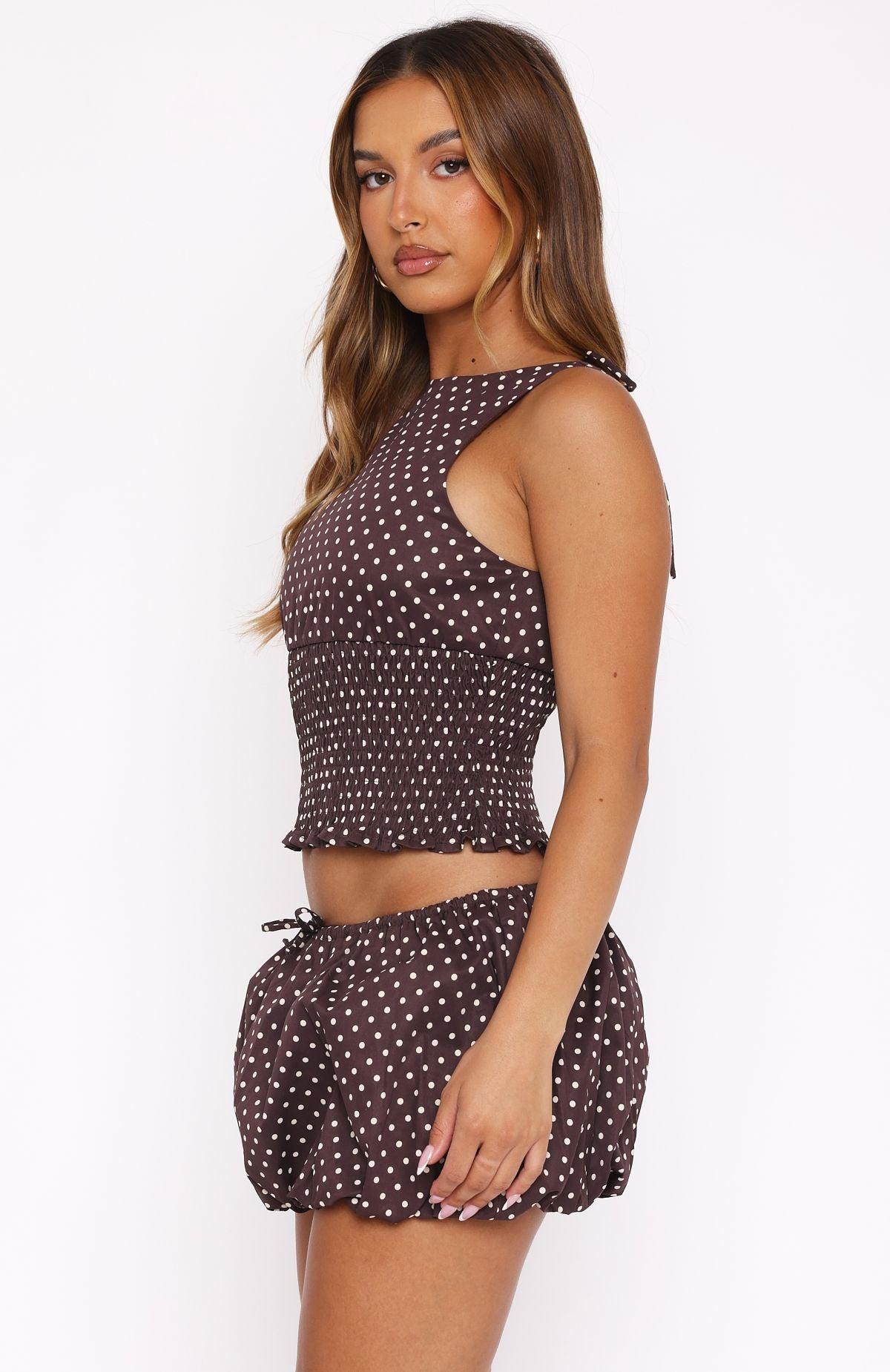 Runaway Heart Mini Skirt Chocolate Polka Dot Product Image