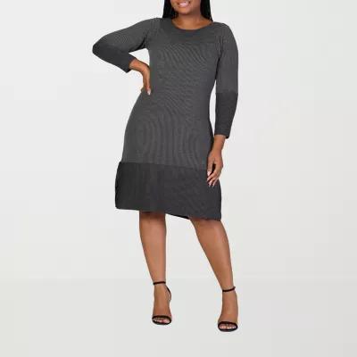 24seven Comfort Apparel Womens Long Sleeve Sweater Dress Plus Product Image