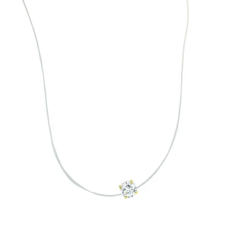 Taylor Grace 10k Gold 6 mm Round Cubic Zirconia Necklace, Womens Product Image