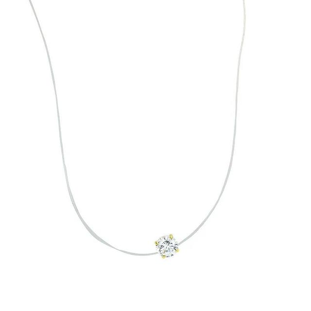 Taylor Grace 10k Gold 6 mm Round Cubic Zirconia Necklace, Womens Product Image