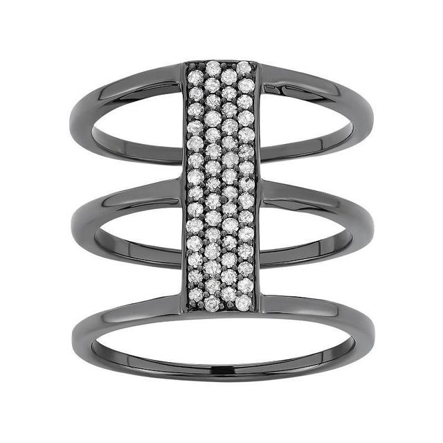 1/3 Carat T.W. Diamond Black Rhodium-Plated Sterling Silver Triple Ring, Womens White Product Image