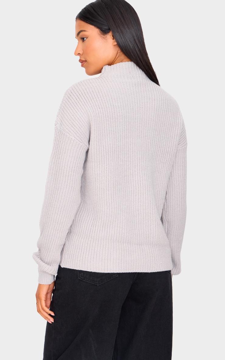 Tall Grey High Neck Knitted Sweater Product Image