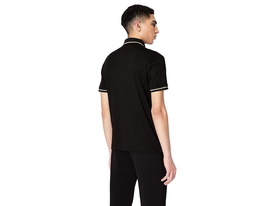 Armani Exchange Black/Gold Logo Patch Polo Men's Clothing Product Image