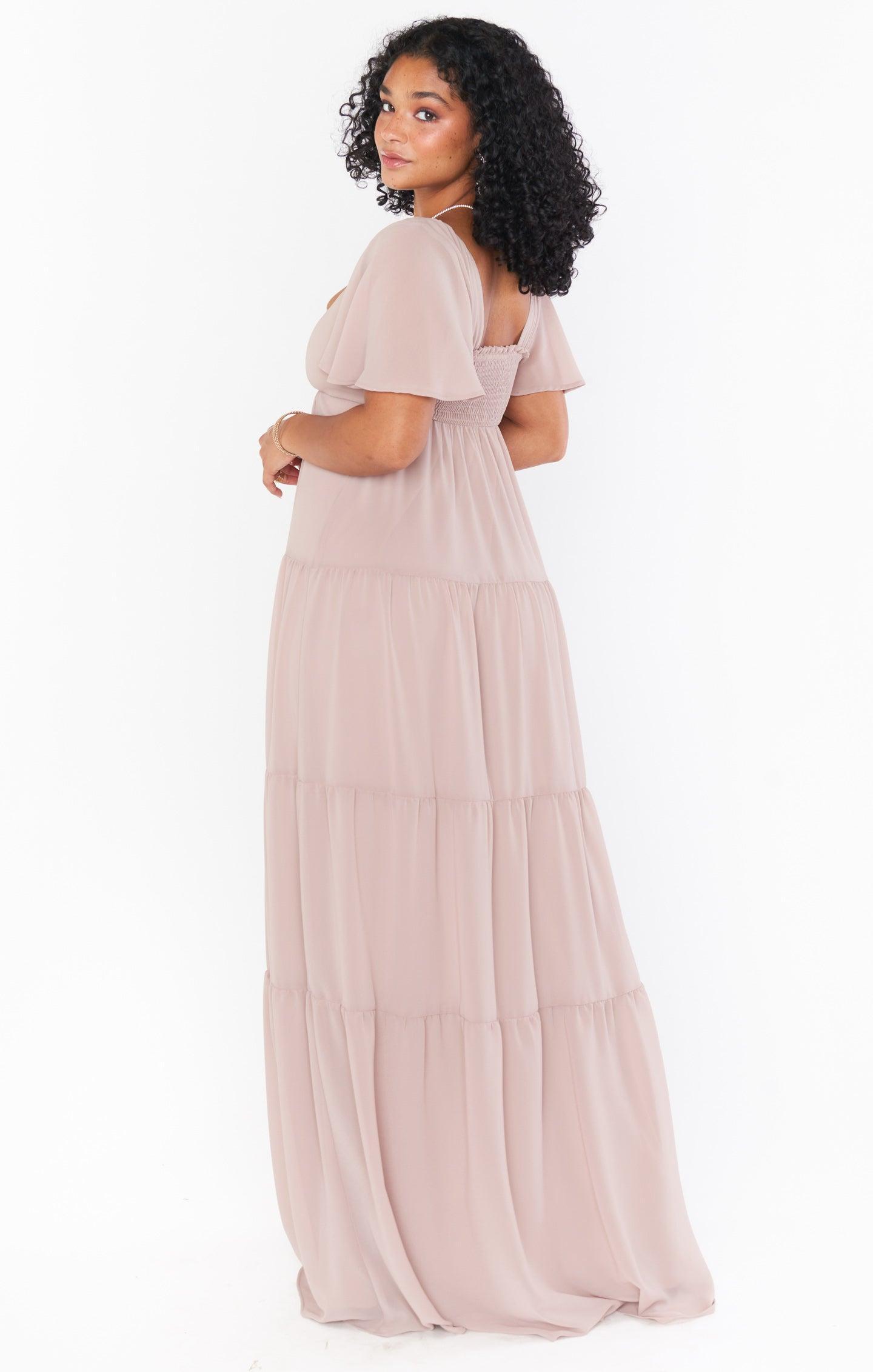 Nicole Maxi Dress ~ Soft Beige Chiffon Product Image