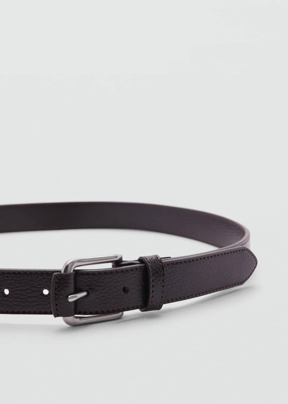 MANGO MAN - 100% tumbled leather belt chocolateMen Product Image