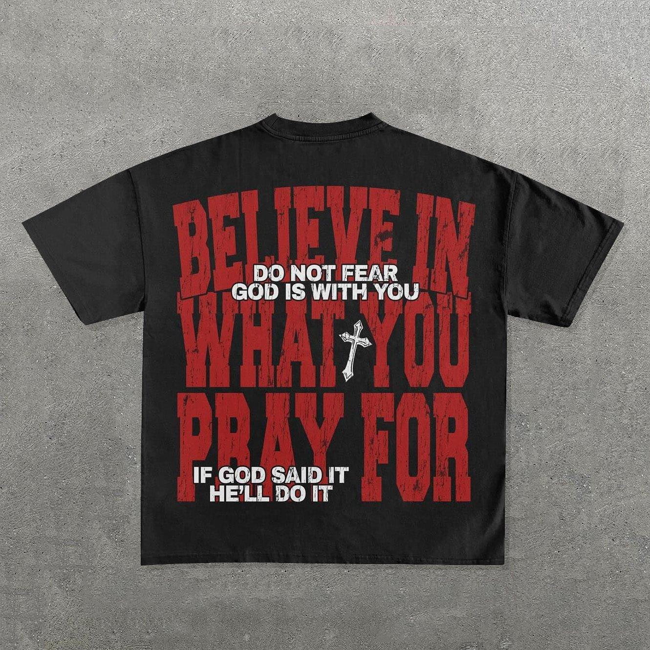 Sopula Believe In What You Pray For Print Short Sleeve T-Shirt Product Image