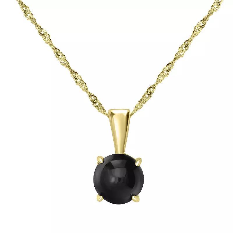 Gemistry 14k Gold over Sterling Silver Stone Round Pendant Necklace, Womens Black Product Image