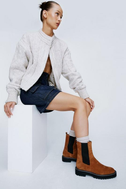 Real Suede Contrast Chelsea Boots  Product Image