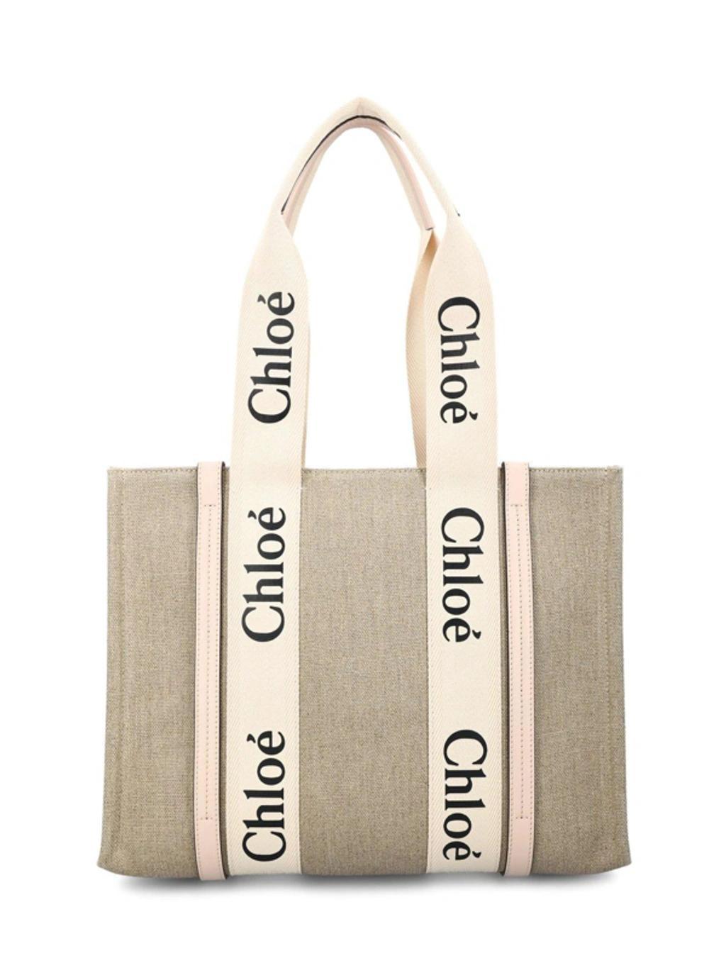 Woody Logo Printed Medium Tote Bag In Beige Product Image