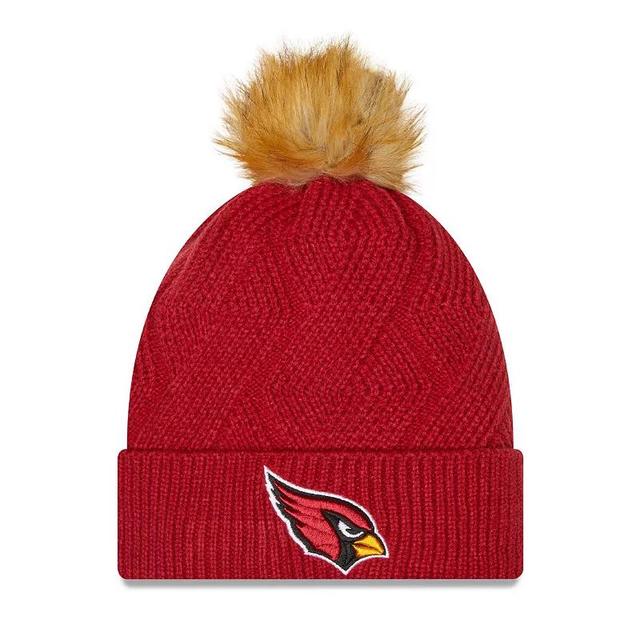 Womens New Era Cardinal Arizona Cardinals Snowy Cuffed Knit Hat with Pom Product Image