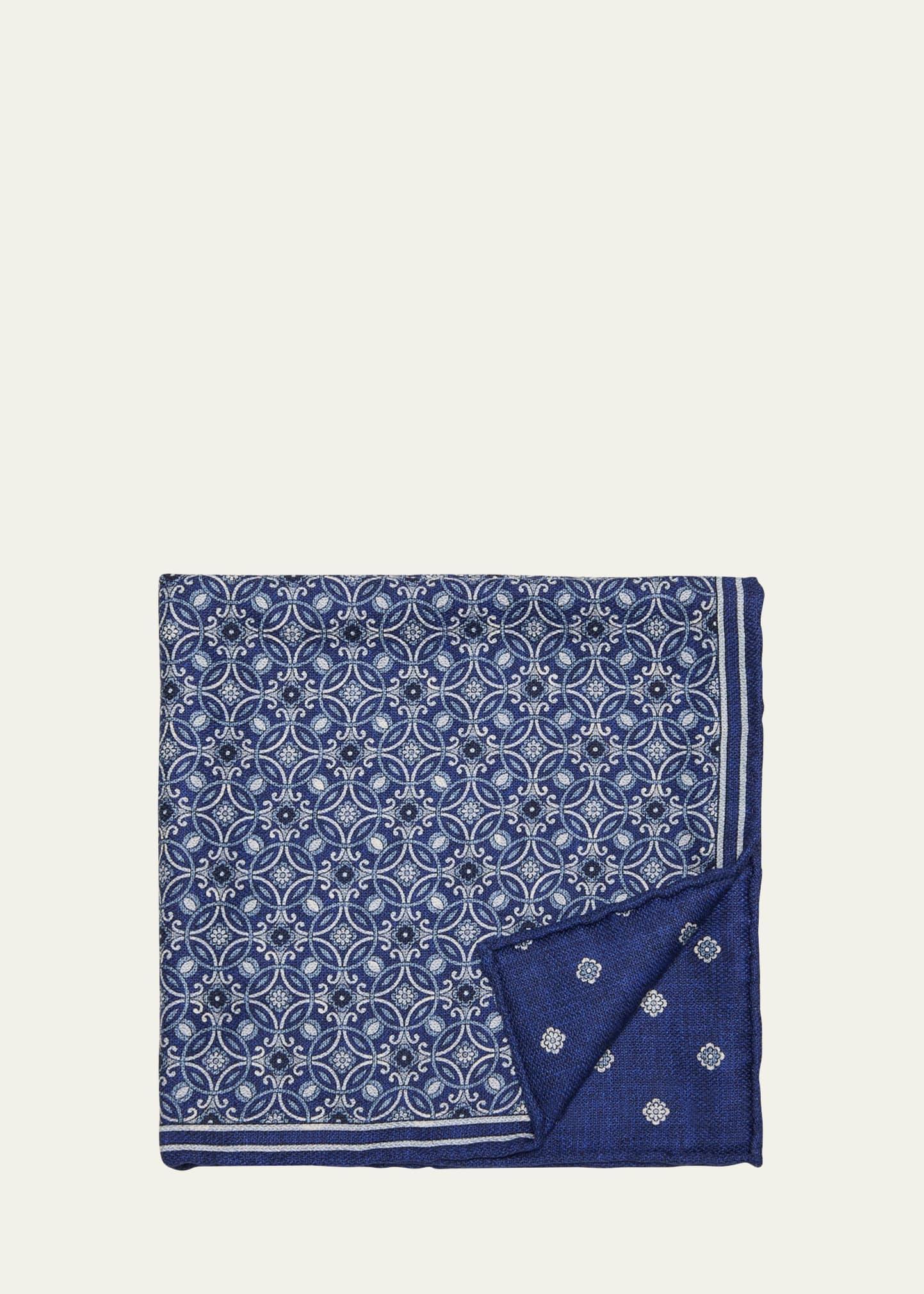 Men's Geometric-Print Silk Pocket Square Product Image