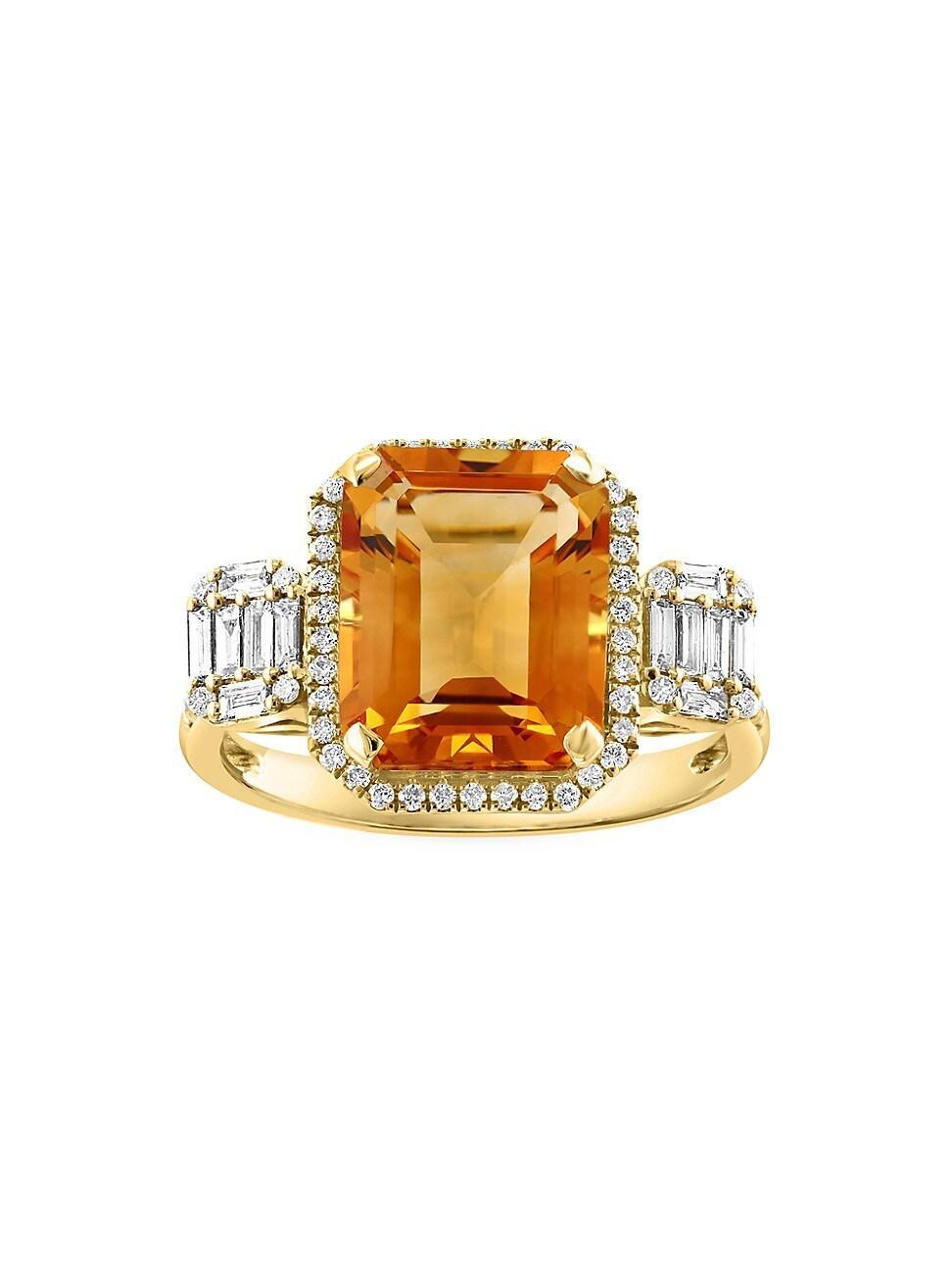 Womens 14K Yellow Gold, Citrine & 0.43 TCW Diamond Ring Product Image