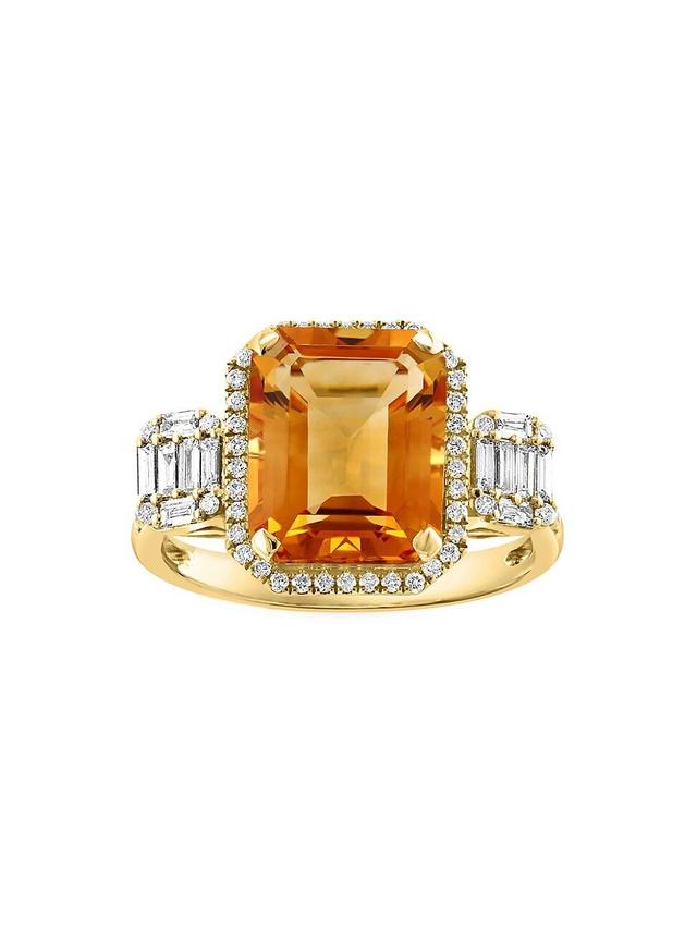 Womens 14K Yellow Gold, Citrine & 0.43 TCW Diamond Ring Product Image