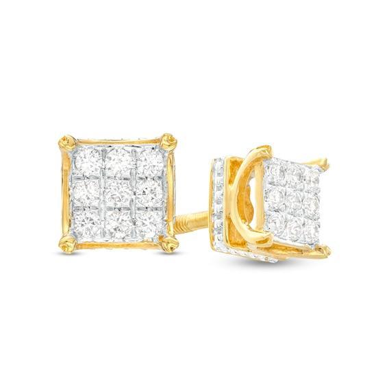 Men's 1/4 CT. T.w. Square Multi-Diamond Stud Earrings in 10K Gold Product Image