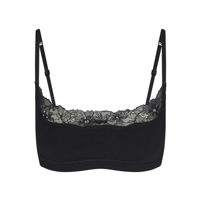 COTTON LACE SCOOP BRALETTE | ONYX Product Image