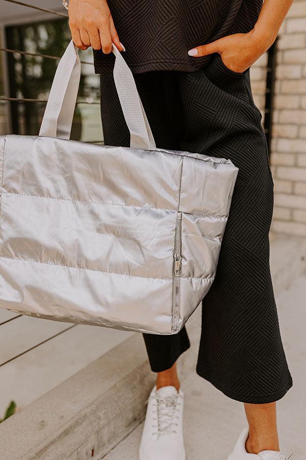 Weekend Getaway Puffer Tote in Silver Product Image